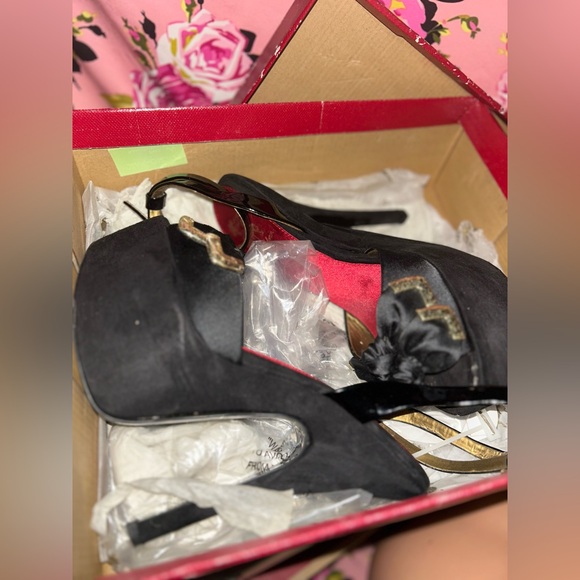 Sam Edelman pinup black satin bow platform heels 9.5 nib sexy pinup vixen kitten - Picture 11 of 17